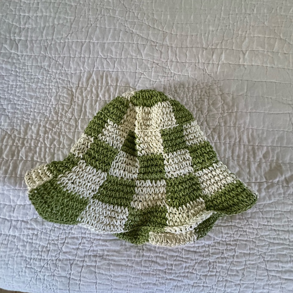 Wyeth by Todd Magill Green and Cream Checkered Hat